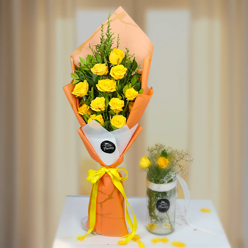 Yellow Charm & Rose Falooda Cake