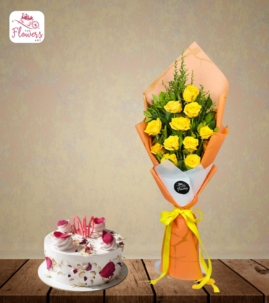 Yellow Charm & Rose Falooda Cake