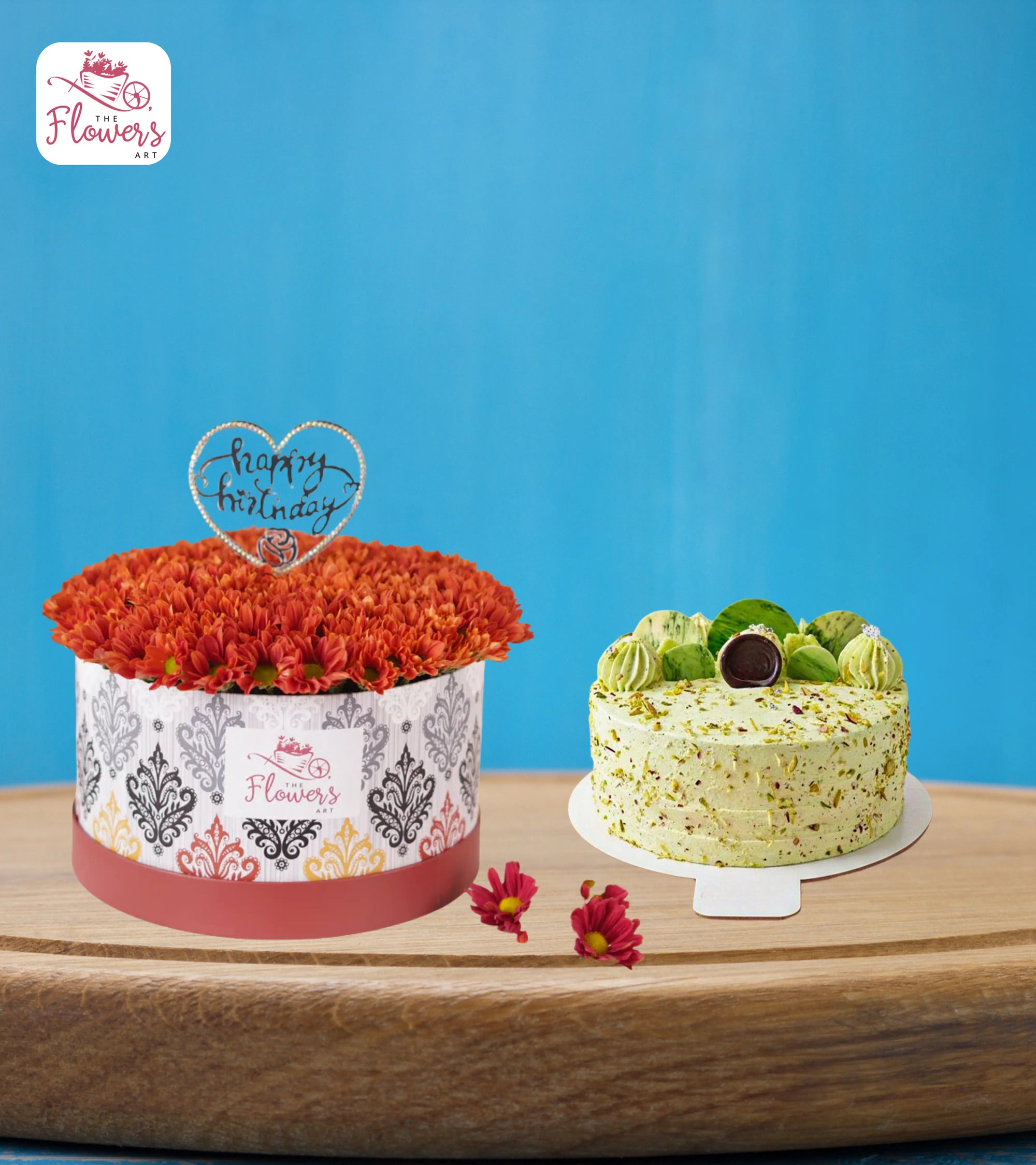 Heart of Daisies & Pistachio Cake