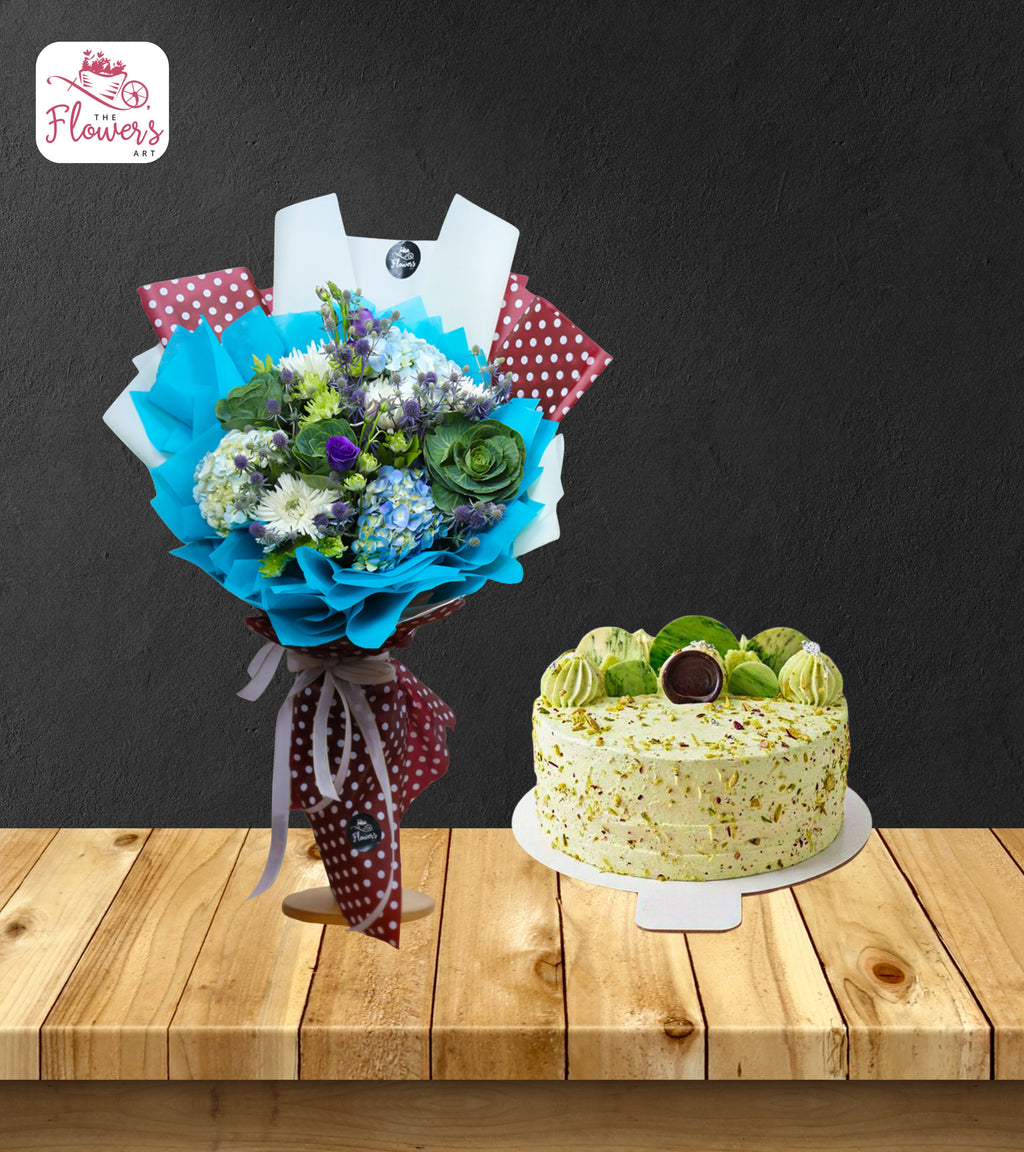 Midnight Bloom & Pistachio Cake