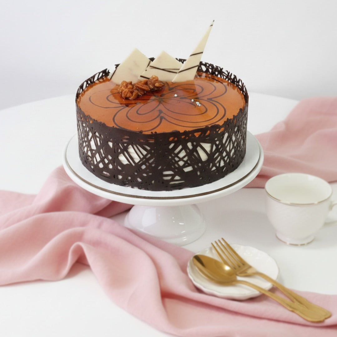 Golden Glow & Caramel Almond Cake